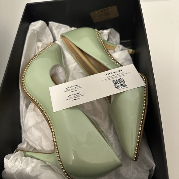 Coach Waverly Beaded Trim Pump Size 8 Pale Pistachio heels stiletto EUC / Box - Picture 3 of 6